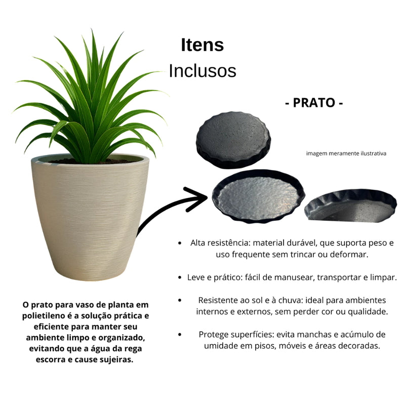 Vaso Polietileno Com Prato Para Plantas