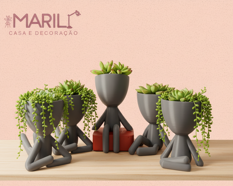 Kit 4 Mini Vasos Decorativos Bob Criativo para Suculentas